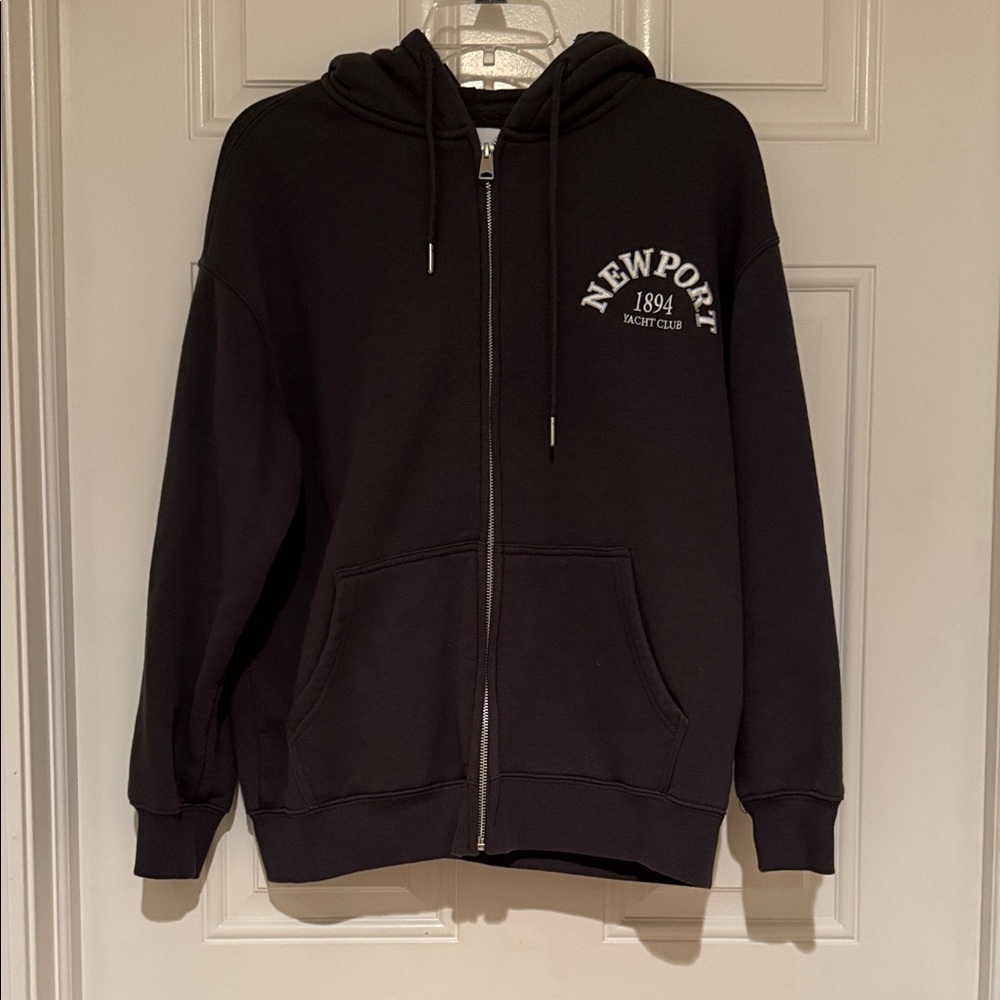 Sunday Black Zip-Up Hoodie